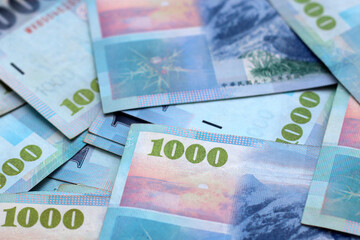 Taiwan dollar money. 1000 New Taiwan dollars