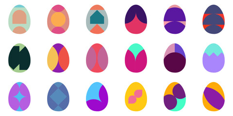 Set of easter eggs design element for easter day, spring, celebration. Vector illustration