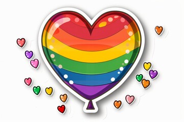 LGBTQ Sticker heart sticker design. Rainbow strong love motive crush diversity Flag illustration. Colored lgbt parade demonstration rainbow pride. Gender speech and rights coloration
