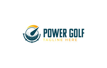 Power Golf logo design vector template