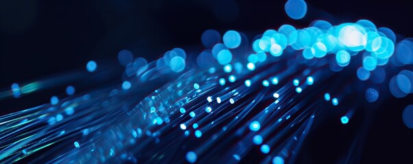 Abstract blue optical fiber optic background