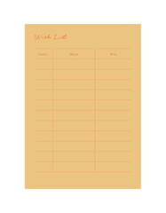 Wish List Planner. Vector illustration. (Forest)