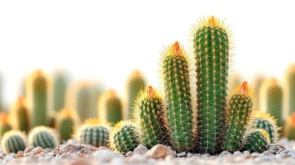 A prickly succulent cactus, adapted to the dry desert with beautiful flowers in spring