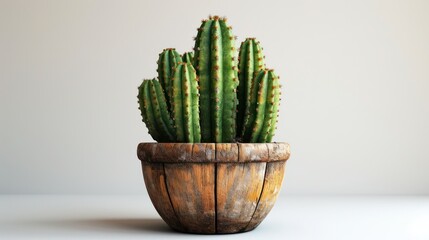 A potted cactus, a popular succulent houseplant with spiny green stems