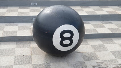 billiard ball replica in the city park