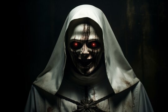 Nun creepy evil portrait. Ghost sister. Generate Ai
