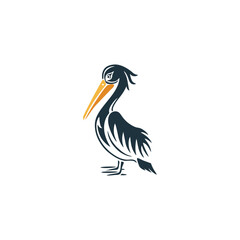 Beach Animal Pelican Bird Logo Vector illustration design.
