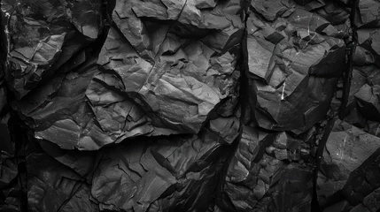 Fotobehang black stone with cracks © Matthew
