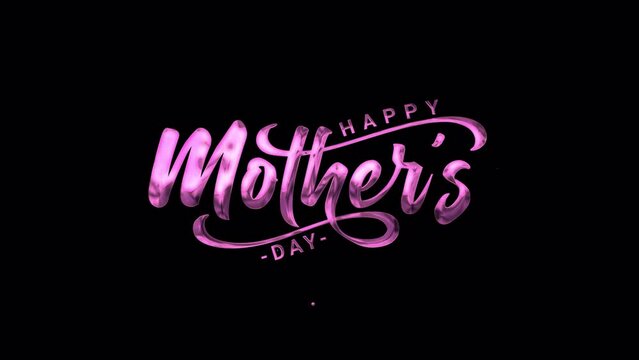 Happy Mother's Day greeting card animated text in purple color . Suitable for Mother's Day Celebrations Around the World. animation mothers day in alpha channel