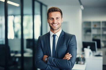 Obraz premium Productive Office smiling professional. People team. Generate Ai