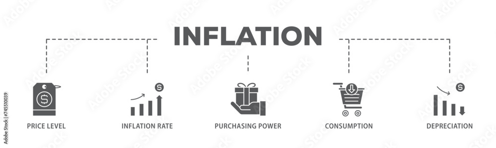 Poster inflation banner web icon illustration concept with icon of computer, data, programming, database, i