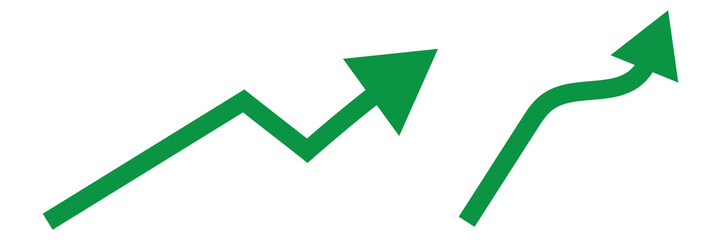 Growing business green arrow on white. Profit arow Vector illustration .Business concept, growing chart. Concept of sales symbol icon with arrow moving up. Economic Arrow With Growing Trend