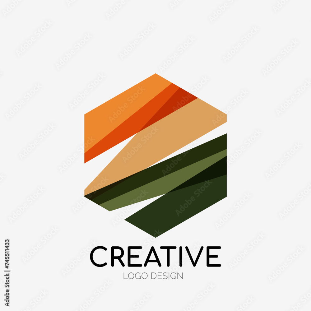 Poster Modern abstract logo design. Geometric vector art. Clean overlapping lines and abstract shapes. Perfect for modern brand