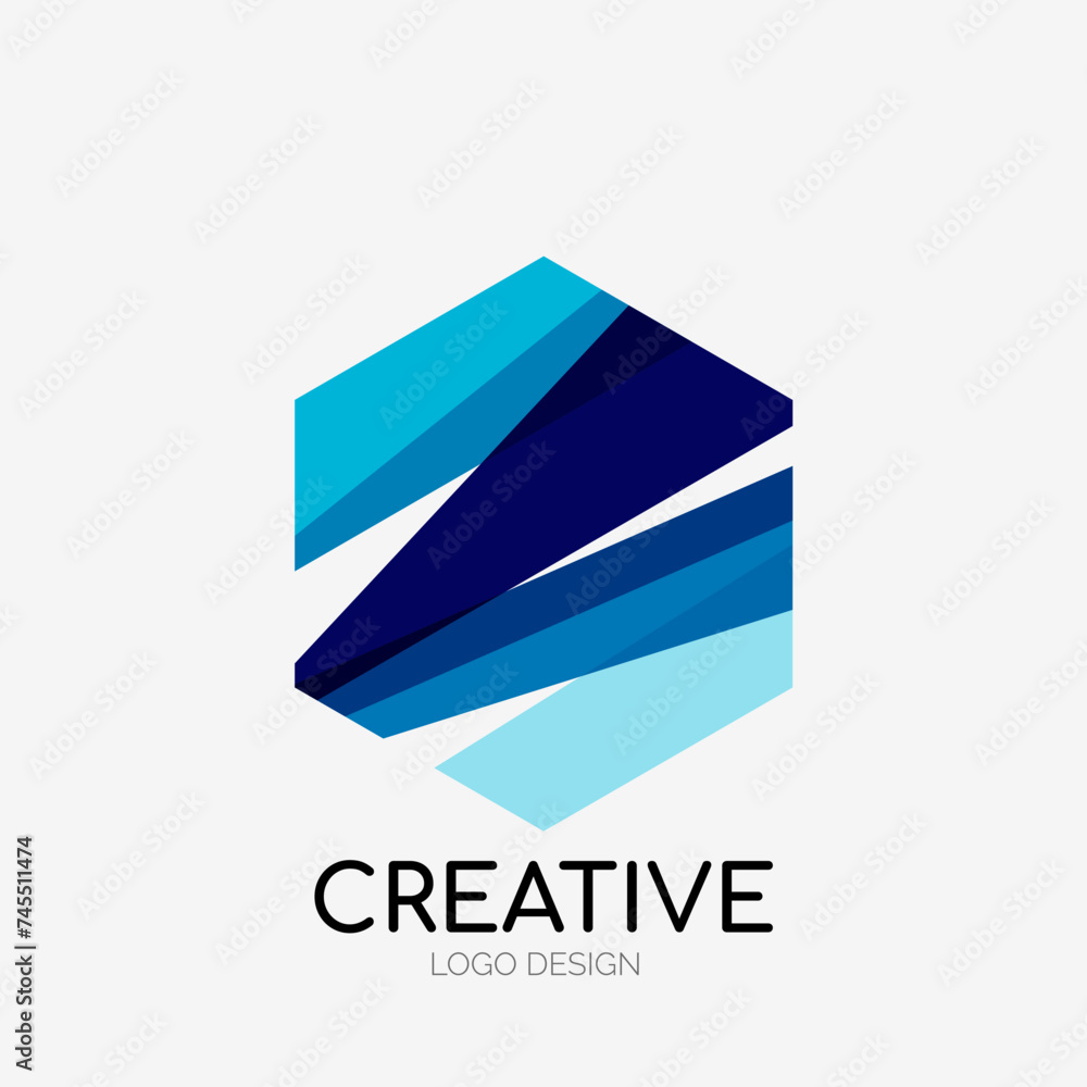 Poster Modern abstract logo design. Geometric vector art. Clean overlapping lines and abstract shapes. Perfect for modern brand