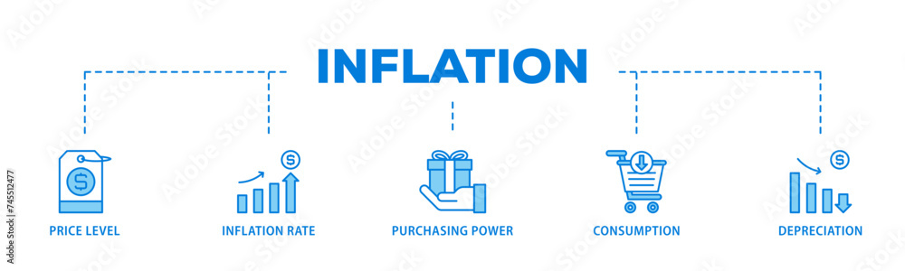 Poster inflation banner web icon illustration concept with icon of computer, data, programming, database, i
