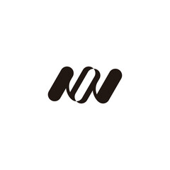 letter nw linked simple geometric curves logo vector