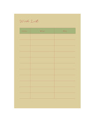 Wish List Planner. Vector illustration. (Forest)