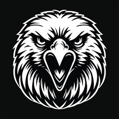 Dark Art Angry Beast Eagle Head Black and White Illustration