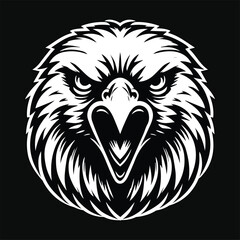 Obraz premium Dark Art Angry Beast Eagle Head Black and White Illustration