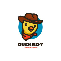 Vector Logo Illustration Duck Mascot Cartoon Style.