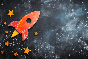 Colorful rocket , symbol of start-up inovation concept