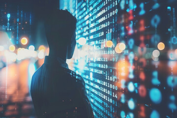 person looking digital display screen monitor 