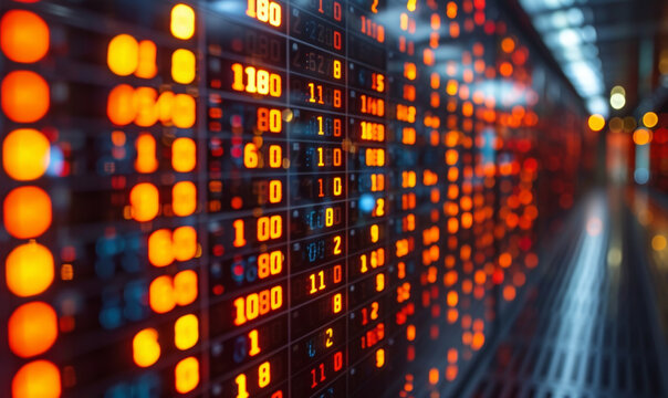 Digital LED display board with alphabet matrix code - Powered by Adobe