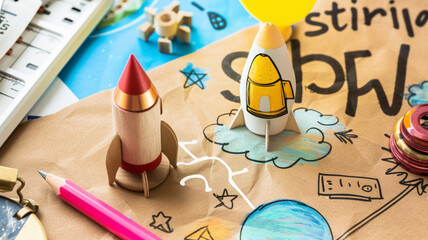 Colorful rocket , symbol of start-up inovation concept