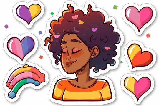 LGBTQ Sticker pansexual love design. Rainbow opulent sticker motive revitalizing diversity Flag illustration. Colored lgbt parade demonstration rapture. Gender speech and rights demisexual