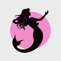 flat design mermaid silhouette design vector illustration