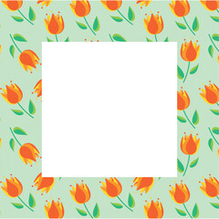 レトロなチューリップの背景のフレーム