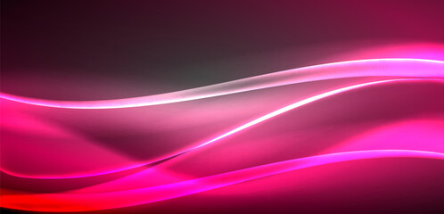 Neon-lit waves surge across background, mesmerizing dance of luminescence and motion. Dynamic backdrop captures essence of energy and modern aesthetics