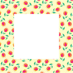 レトロなチューリップの背景のフレーム