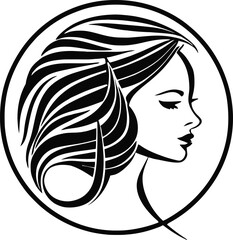 Beauty hair logo premium vector illustration