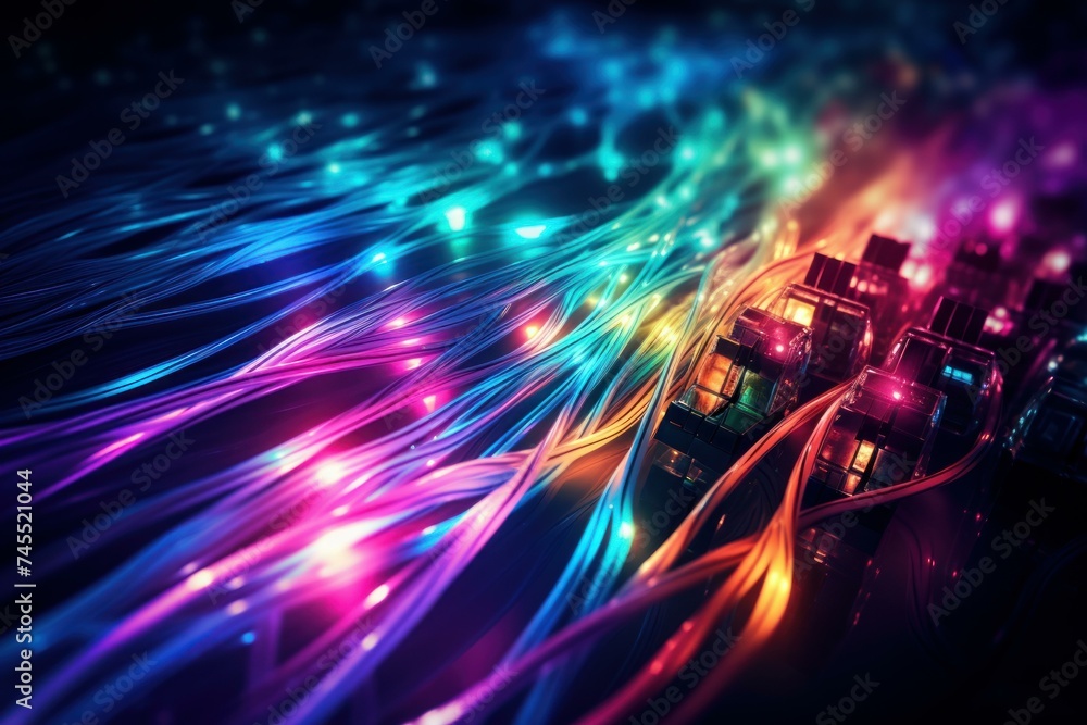 Poster fast optic cable internet connection. digital data. generate ai