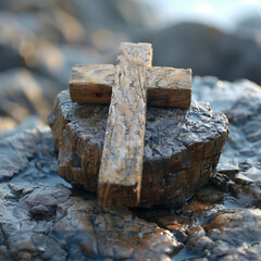Small Cross Resting on a Stone