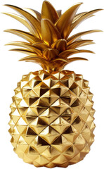 golden pineapple,pineapple made of gold isolated on white or transparent background,transparency 
