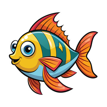 Vector of cartoon fish illustration on white
