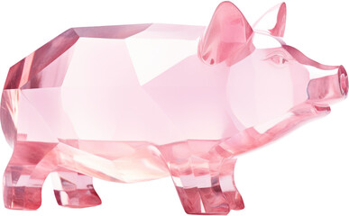 pink pig,pink crystal shape of pink,pink made of crystal isolated on white or transparent background,transparency 