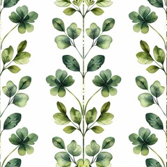Seamless pattern with clover leaves. Watercolor - obrazy, fototapety, plakaty