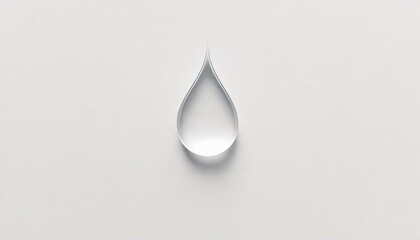Fototapeta premium One transparent water drop. White paper background - top view 