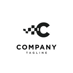 Letter C Race flag logo icon vector template