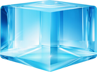 blue crystal shape of cube box or geometric isolated on white or transparent background,transparency 