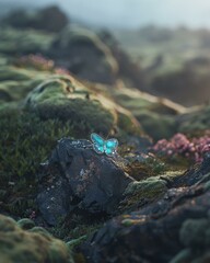 Butterfly sitting on the rock