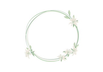 Lily floral in crown frame ornament banner isolated on transparency background
