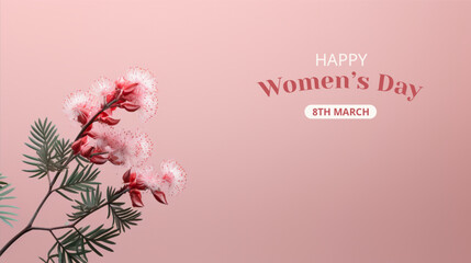 Fototapeta na wymiar International Women's Day Concept with cherry blossom flower On Isolated Background