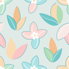 Floral Spring Design: Seamless Pattern with Flowers, Leaves, and Butterflies