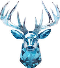 deer,blue crystal shape of deer,deer made of crystal isolated on white or transparent background,transparency 