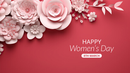 International Women's Day Concept with paper flower On Isolated Background