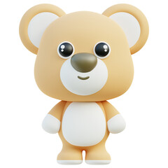 Adorable 3D Bear Character Standing with a Friendly Smile